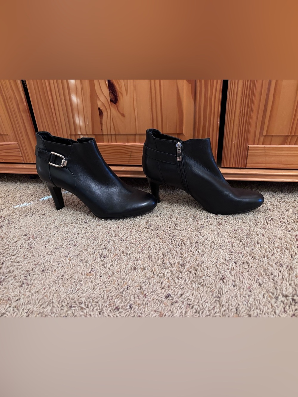 Bandolino Black Side-Zip Ankle Booties with Buckle Detail